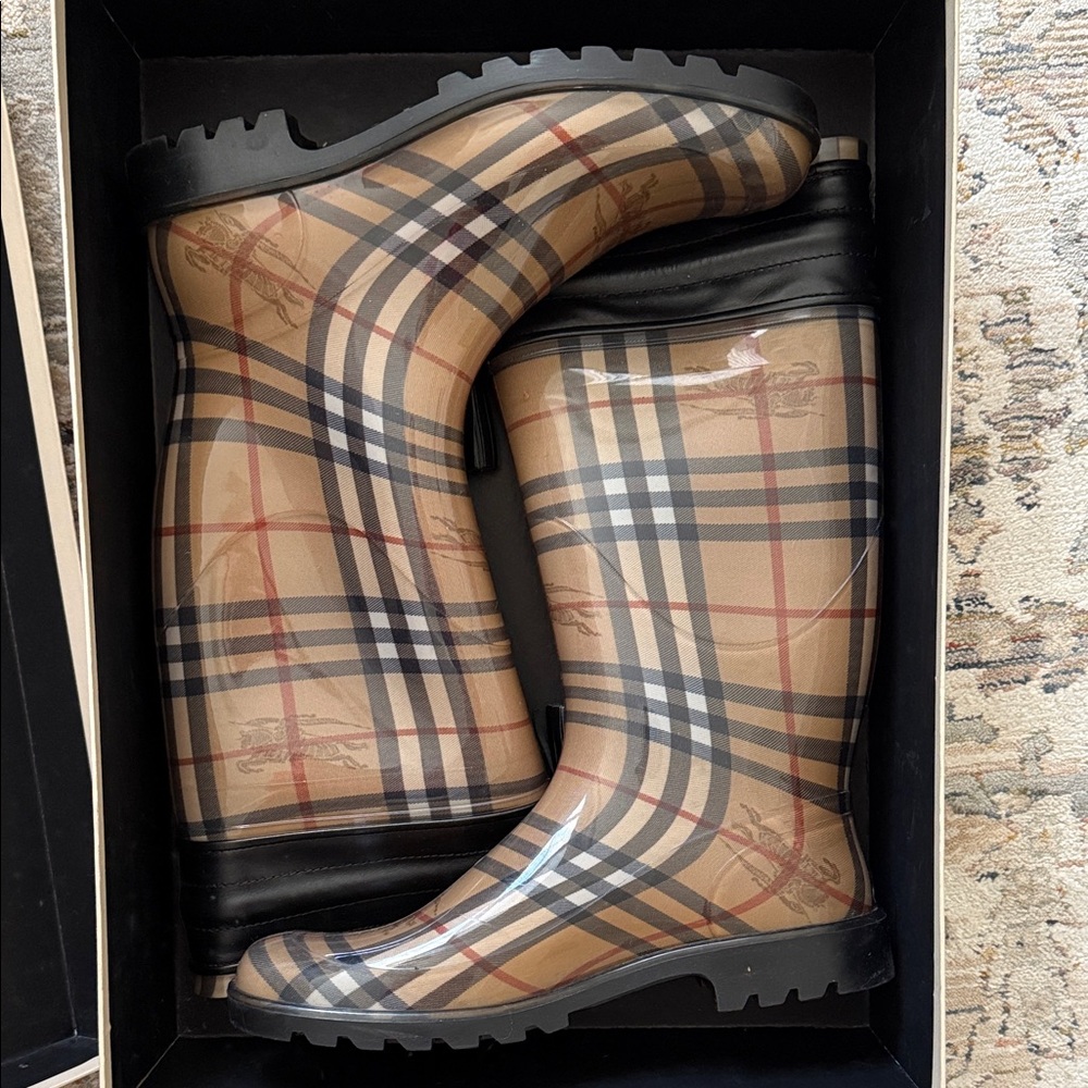 Burberry Wharton Haymarket Rainboot with Tassels
